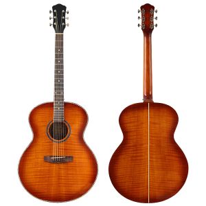 Gitaar 42 inch jumbo body akoestische gitaar 6 string vlam eiken jumbo gitaar hoge glanzende gratis accessoires