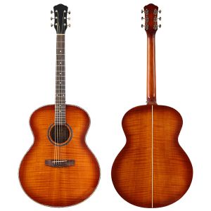 Guitare 42 pouces Jumbo Body acoustique guitare 6 filet flamme chêne jumbo guitare haut accessoires gratuits brillants