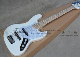 Guitare 5 cordes blanc basse guitare jaz basse basse basswood maple cou blanc blanc perle pickguard tête blanc