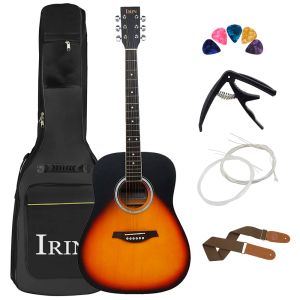 Gitaar 6 strings 21 frets akoestische gitaar 41 inch basswood body folk guitarra met tas capo strings picks gitaaronderdelen accessoires