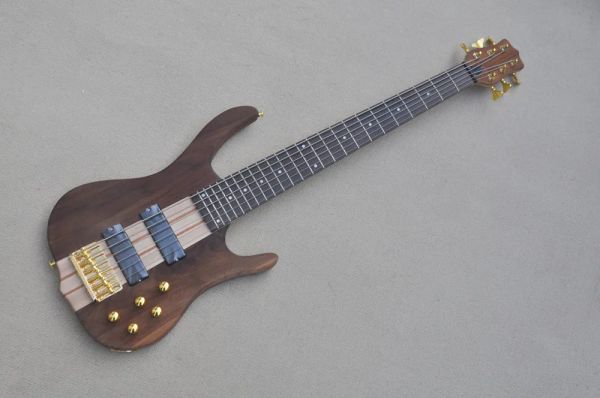 Guitarra 6 cuerdas de ondulario eléctrico Cuerpo de nogal de bajo, hardware de oro, sin pintura, proporcionando servicios personalizados