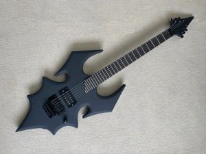Gitaar 6 strings ongebruikelijke vorm vleermuis body elektrische gitaar met palissander charte, zwarte hardware, aanbieding aangepast
