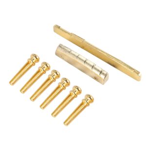 Gitaar 6pcs gitaar Brass Bridge Pins Saddle Nut vervangende onderdelen voor akoestische gitaar