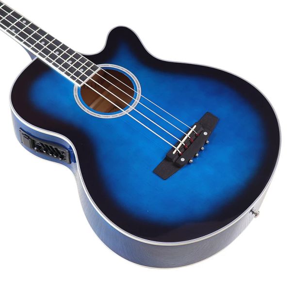 Guitare active 4 cordes solide en épicéle en bois électrique acoustique basse guitare 43 pouces de haut brillant finition électrique basse folk guitare avec eq