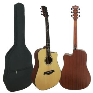 Gitaar Aiersi 41 Inch Handgemaakte Stalen Snaren Dreadnaught Sparren Top Massief Mahonie Akoestische Gitaar Muziekinstrument Met Opvulling Tas