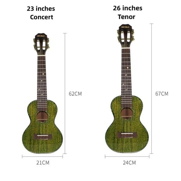 Guitare tout solide ukulélé acajou vert Concert ténor 23 26 pouces haute brillance vert guitare acoustique électrique Ukelele 4 cordes Uke