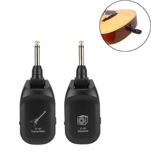 Guitar C01 UHF Wireless System USB Oplaadbare draadloze gitaar Pick -up Audio -zenderontvanger voor elektrische gitaarbassioline