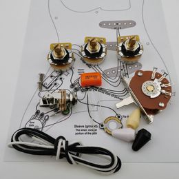 Potenciómetro de condensador de guitarra CTS 250K, Kit de cableado de eje de cobre para Stra CDE 225P .047 400V, tapa de gota naranja + dibujo de línea de soldadura