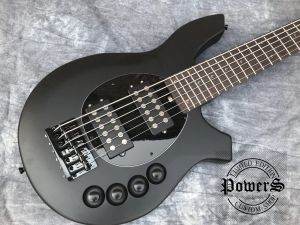 Guitare China's OEM Electric Bass Guitar M Bongo Metal Black Color 6 Crises HH Pickups actifs Electronics Livraison gratuite