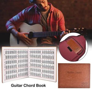 Guitar Chord Book Charte de haute qualité PU Leather 6 String Paper Bordeau Guitare Tablature Guitarra Finger Exercice Feuille