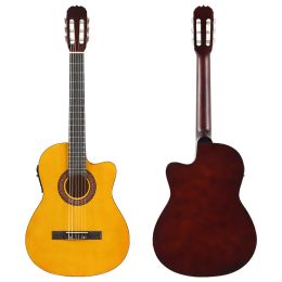 Guitare classique 39 pouces, 6 cordes en tilleul, finition mate, Design coupé, peut installer l'égaliseur