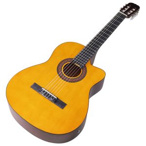 Guitarra Guitarra clásica acabado mate color amarillo cutaway 39 pulgadas 6 cuerdas guitarra clásica de nailon con EQ