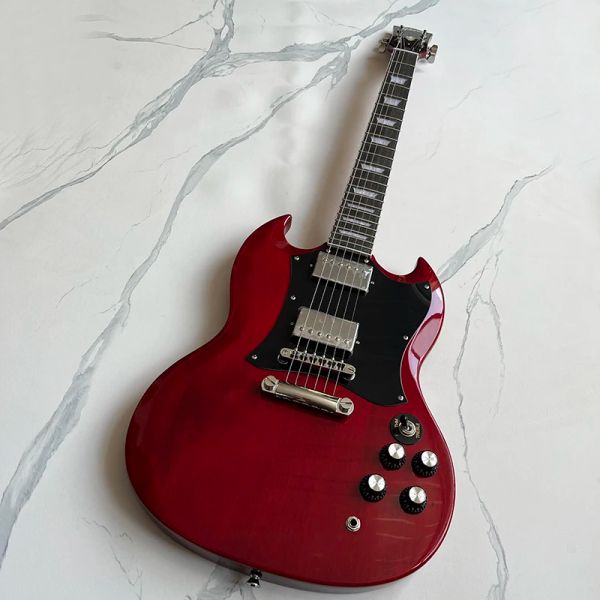 Guitar Classic SG Electric Guitar Bright Red Surface Devil Horn Forme Professionn Performance Niveau Livraison gratuite à la maison.