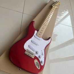 Guitar Classic St Brand Guitar électrique, niveau de performance professionnelle, surface rouge en métal vif, peinture de qualité, livraison gratuite à la maison