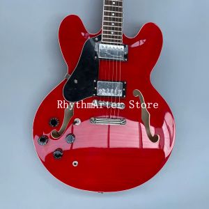 Gitaar Custom 335 Elektrische gitaar Wine Red Double Fhole Body Rosewood Boodboard Linker Gitaar Gitaar Gratis verzending