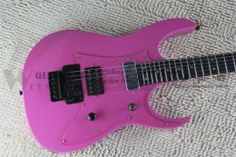 Guitar Custom Pink Pink Electric Guitar Maple Neck Insertar Basswood Body Gold Hardware Flowood Inlay Tremolo Bridge 24 trastes de oro