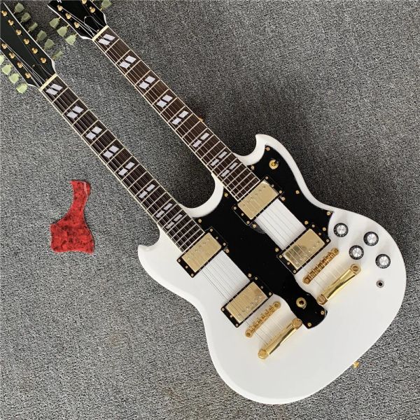 Guitar Shop Custom Double Neck, guitarra eléctrica blanca aoemina por primavera, guitarras de envío gratis guitarra