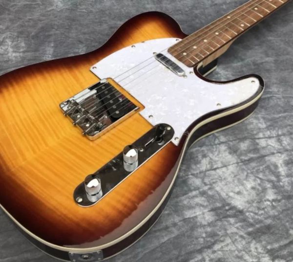 La version personnalisée de la guitare de la guitare électrique brune Tiger Print peut être personnalisée pour changer, livraison gratuite