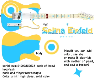 Gitaar Aangepaste elektrische gitaar met 3 kleuren.blauw gele en witte speische toets inleg met zijstippen eigen ontworpen