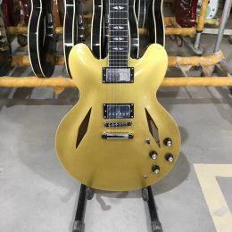Guitare Dave Grohl 335 Metallic Pelham Gold Semi Hollow Body Jazz Electric Guitar Double Diamond Troles Split Diamond Inclay