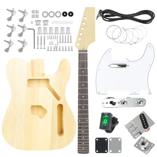 Guitare bricolage Kit de guitare électrique LT 6 cordes 22 frettes touche tilleul corps guitare électrique Guitarra avec câble de connexion