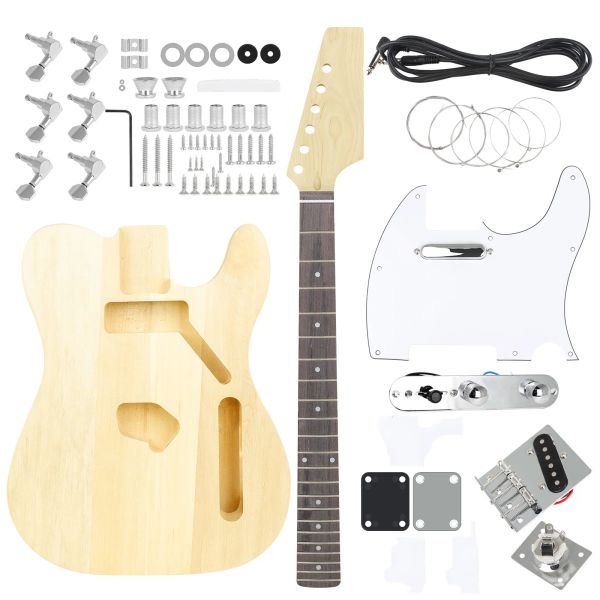 Guitare bricolage électrique kit de guitare lt en bois parties de guitare 6 cordes 22 frettes de basswood guitare électrique de corps avec câble de connexion