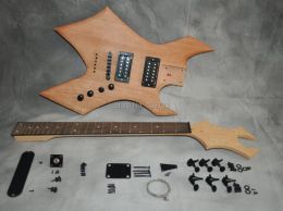 Kit de guitarra eléctrica DIY, cuerpo de caoba, mástil de arce, diapasón de palisandro