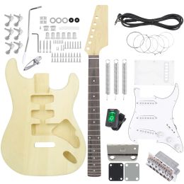 Guitar Diy Electric Guitar Kit St 6 Strings 22 Frets Basswood Neck Body Electric Guitar Guitarra met verbindingskabel