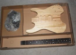 Guitare bricolage semi-infinis en acajou sans tête kits de guitare électriques sans peinture, manche en palissandre avec 24 frettes