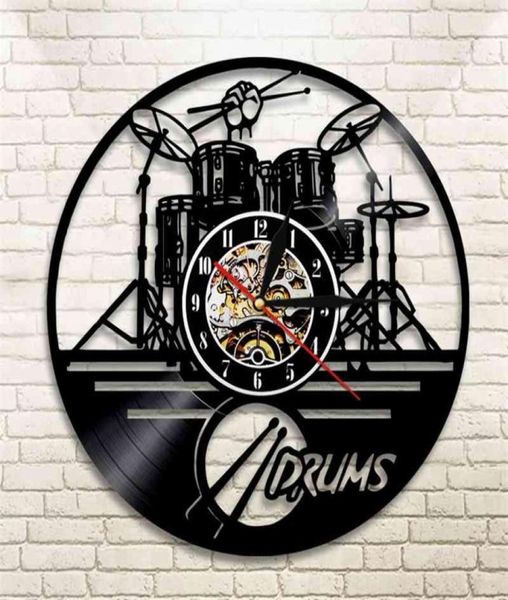 Drums de guitare Set Silhouette LED Backlight Reloj Music moderne Watch 3D Clock Wall Horloge Band Member Fan Gift Handmade 2104018647489