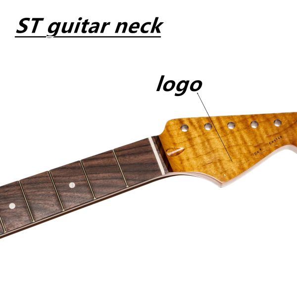 Guitarra cuello de guitarra eléctrica duradera 22 cuello de madera de arce de reemplazo de cuello punto amarillo mate 22fret manija para guitarra eléctrica