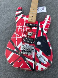 Guitar Guitar Electric Guitar Relic Pizza Floyd Rose Vibrato Bridge, Red Frank 5150, luz blanca y negra, Edward Eddie Van Halen, Nvio Gladys