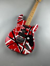 Guitare électrique guitare relic pizza floyd rose vibrato pont, rouge frank 5150, lumière blanche et noire