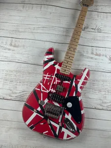 Guitare électrique guitare relic pizza floyd rose vibrato pont, rouge Frank 5150, lumière blanche et noire, Edward Eddie van Halen