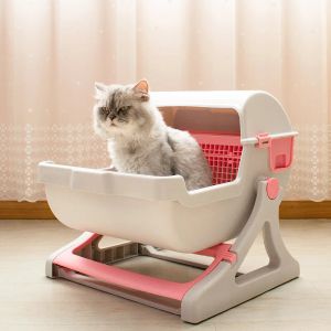 Gitaar Extra groot halfautomatisch kattentoilet Semi-gesloten ladetype Reinigingsdoos Kattenbak Meubels Huisdierenbenodigdheden