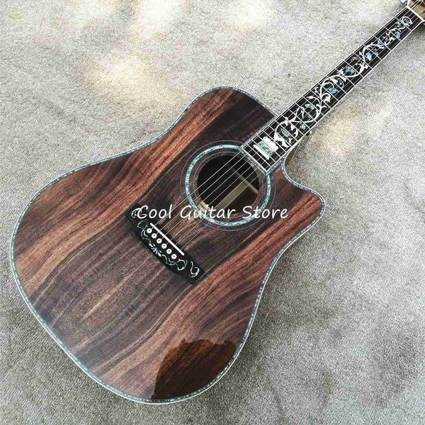 Guitar Factory personnalisé tous les koa en bois acoustique guitare réel albalone 41 pouces de type D guitare cutaway wx