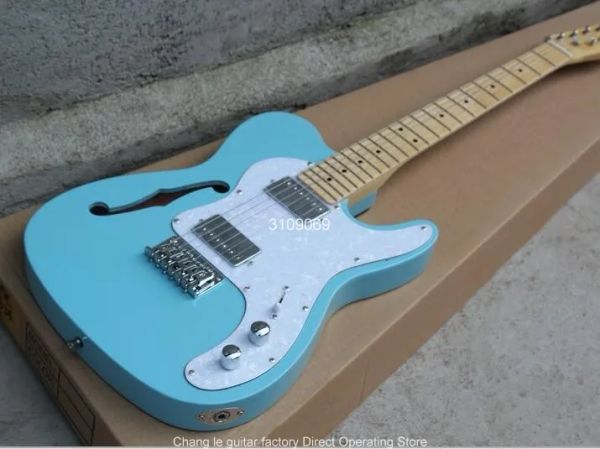 Guitare usine directe semihollow f trou de trous 6 cordes guitare bleu bleu guitare électrique avec 2 micros Humbucker