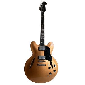 Guitare célèbre jazz électrique guitare dorée de surface de surface professionnelle bonne musique de résonance livraison gratuite à la maison.