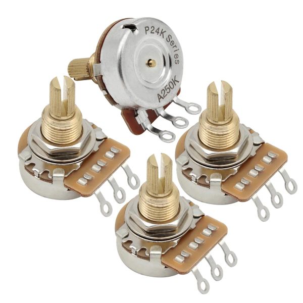 Guitare fleor 4pcs en laiton long arbre de guitare basse potentiomètres pots 2 a250k 2 b250k 3/8 