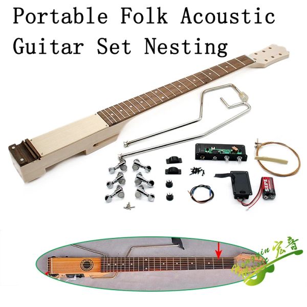 Guitare Folk muette portable pliante guitare acoustique voyage bricolage combinaison ensemble débutant pratique voyage d'affaires érable palissandre