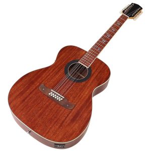 Guitarra Tamaño completo Guitarra acústica de 12 cuerdas Tapa de madera de abeto laminada de 41 pulgadas Color natural Acabado de alto brillo Guitarra popular
