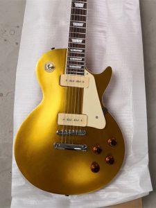 Guitare électrique à 6 cordes avec peinture à paillettes dorées, micro P90, vous pouvez commander n'importe quelle couleur, disponible en Stock, livraison gratuite