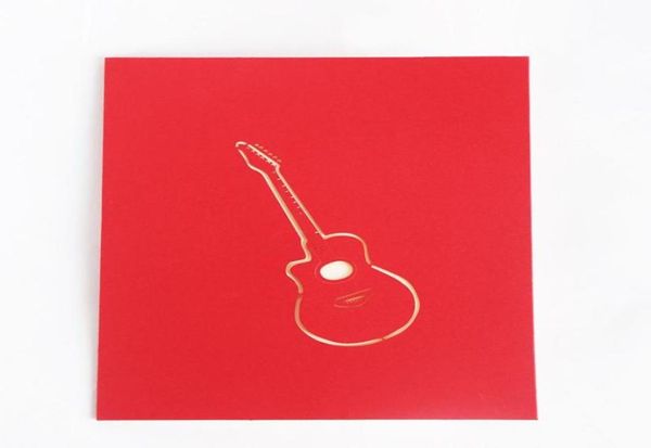 Cartes de voeux de guitare Fête d'anniversaire Favors Decorations Guitars pour les mélomanes Papier d'art cadeau 3D Pop Up3892619