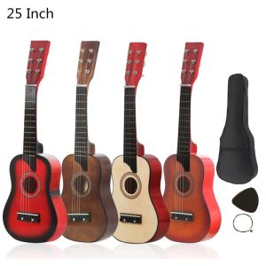 Guitarra Guitarra Guitarra acústica de tilo de 25 pulgadas con cuerdas de púa Guitarra grande para niños y principiantes Juego de guitarra