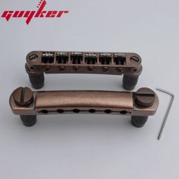 Guitare Guitar Stop Bar Pseton avec ancres + Tune O Matic Roller Saddle Guitar Bridge Studs Couleur de bronze pour LP SG Guitars