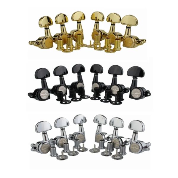 Guitar Guyker 3R3L Version améliorée Black arrière verrouillage arrière tuners Guitar Tuning Pegs Hine Head 1:21 pour LP SG Guitar Sier Black Gold