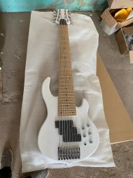 Gitaar handgemaakte 8 string elektrische bas gitaar 24 frets witte vernisafwerking