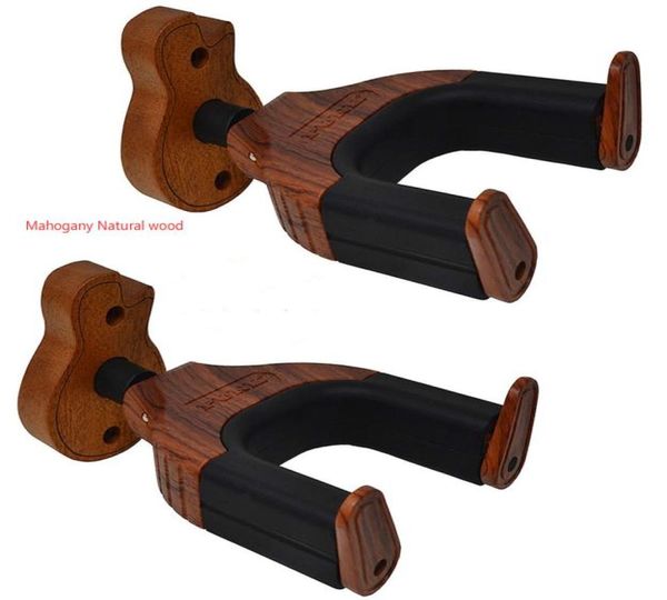 Colgador de guitarra, gancho de montaje en pared con bloqueo automático, seguro para todas las guitarras, bajo, mandolinas de violonchelo, 1 base de madera con forma de guitarra de palisandro 1952533