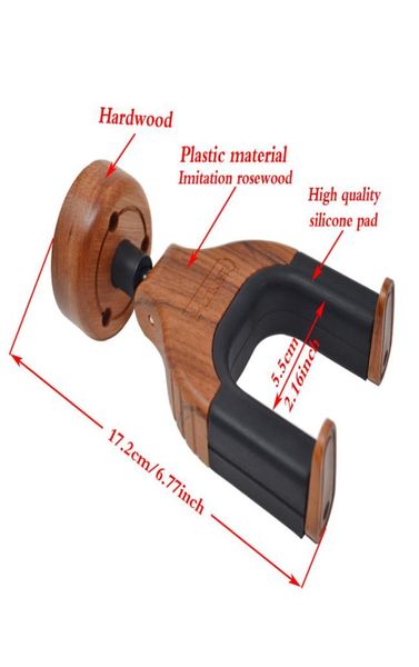 Colgador de guitarra gancho montado en la pared con bloqueo automático para todas las guitarras bajo mandolinas de violonchelo base redonda de madera 1171835