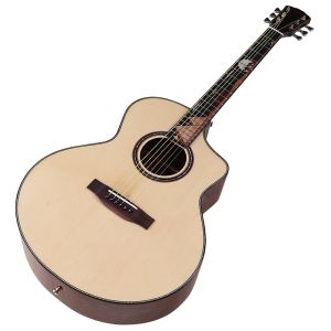 Guitare acoustique à 6 cordes, finition brillante, dessus en bois d'épicéa massif, 41 pouces, fond de panier en bois de sapelli massif, guitare Folk